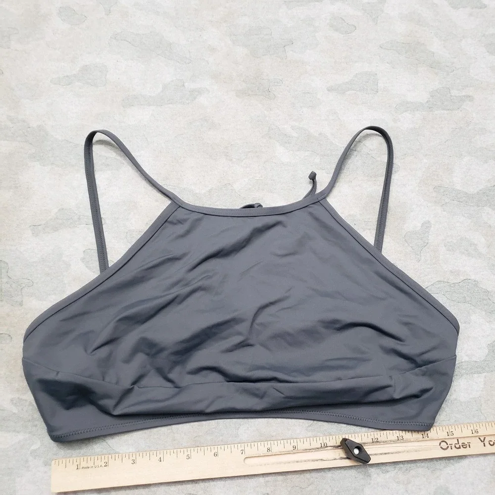 Skims Bikini Top Womens 3X Gray NWT Swim High Neck